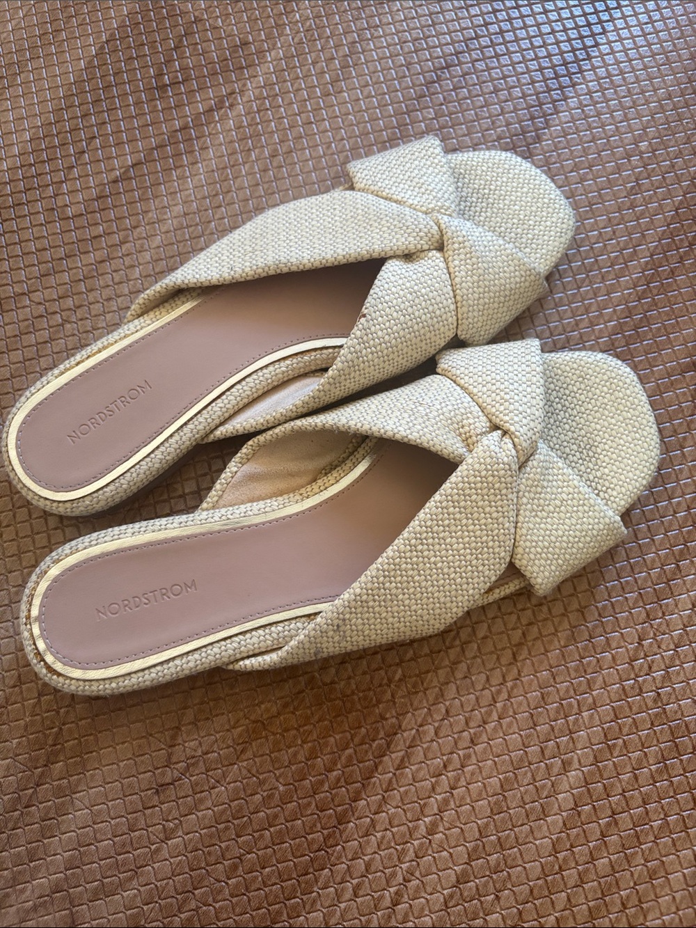 Nordstrom Beige Knotted Slide Sandals